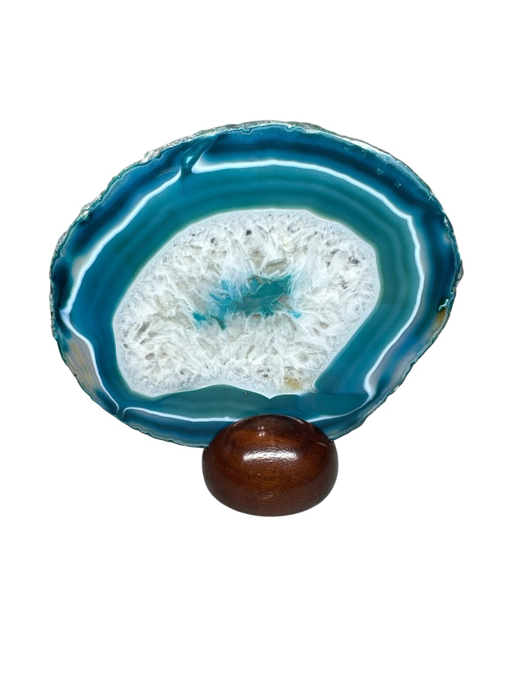 Blue Agate Slice with Bear Relief Home Art Decor - Picture 2 of 9